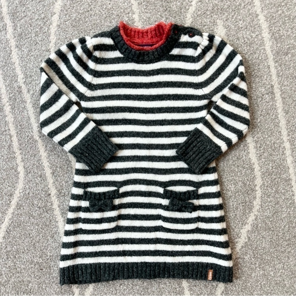 MEXX Gray White Red Striped A-line Sweater Dress Girls 18 Months